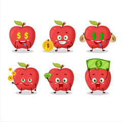 Apple cartoon character with cute emoticon bring money