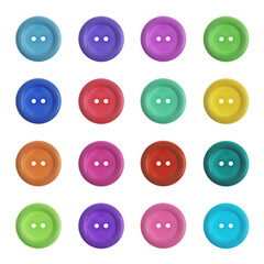 Set of sewing buttons on white background