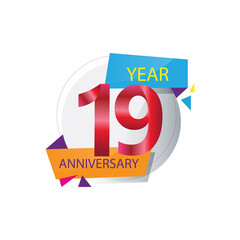 19 Year Anniversary celebration Vector Template Design Illustration