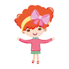 little girl with bow in head short hair isolated icon design white background