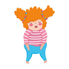 little cute girl stripes shirt cartoon isolated icon design white background