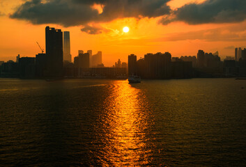 Sunset at Victoria Harbour, Hong Kong 