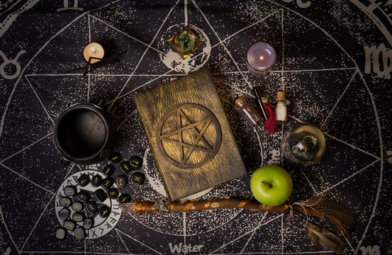 Wicca ritual runes and potions