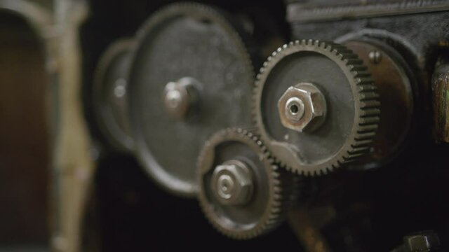 Gears Turning in Machine, Concept piece for thinking with brain, gritty cogs