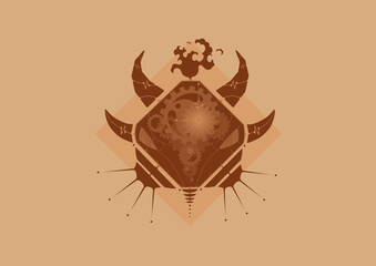 Fototapeta premium Illustration of octagon bison face in geometric steampunk style. ( Monochrome : Orange)