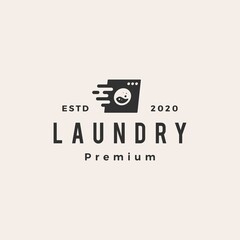 quick fast laundry wash hipster vintage logo vector icon illustration