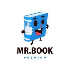 book thump up mascot character logo vector icon illustration