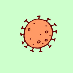 Virus icon. The Molecule viral bacteria infection. Coronavirus. Flu laboratory infection test. Color vector hand drawn illustration