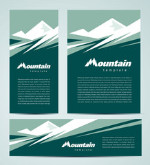 Mountain green theme Set flyer cover, banner, roll up banner