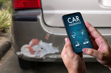 car insurance man driver call on smartphone to Policies Safety Coverage  insurance agent