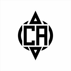 CA Logo with circle rounded combine triangle top and bottom side design template