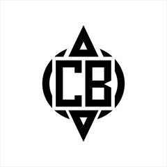CB Logo with circle rounded combine triangle top and bottom side design template
