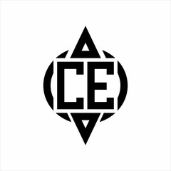 CE Logo with circle rounded combine triangle top and bottom side design template