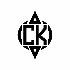 CK Logo with circle rounded combine triangle top and bottom side design template