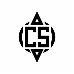 CS Logo with circle rounded combine triangle top and bottom side design template