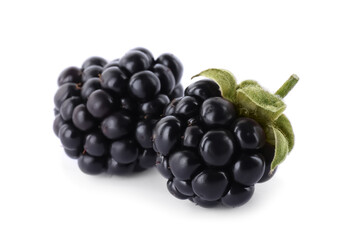 Delicious fresh ripe blackberries isolated on white