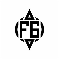 FG Logo with circle rounded combine triangle top and bottom side design template