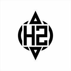 HZ Logo with circle rounded combine triangle top and bottom side design template