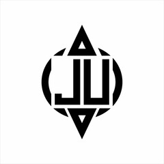 JU Logo with circle rounded combine triangle top and bottom side design template