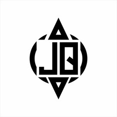 JQ Logo with circle rounded combine triangle top and bottom side design template