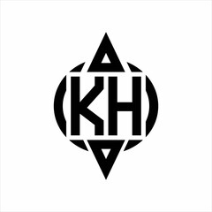 KH Logo with circle rounded combine triangle top and bottom side design template