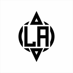 LA Logo with circle rounded combine triangle top and bottom side design template