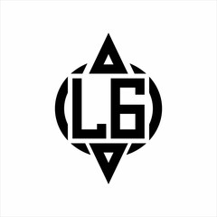 LG Logo with circle rounded combine triangle top and bottom side design template