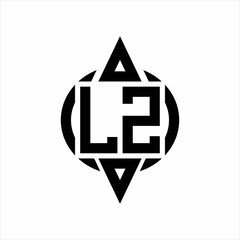 LZ Logo with circle rounded combine triangle top and bottom side design template