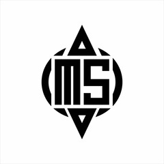 MS Logo with circle rounded combine triangle top and bottom side design template