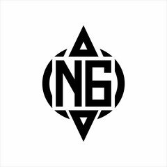 NG Logo with circle rounded combine triangle top and bottom side design template on white background