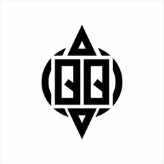 QQ Logo with circle rounded combine triangle top and bottom side design template on white background