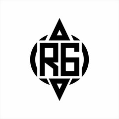 RG Logo with circle rounded combine triangle top and bottom side design template on white background