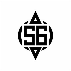 SG Logo with circle rounded combine triangle top and bottom side design template on white background
