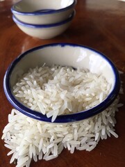 Dried white rice used cooking for eating
