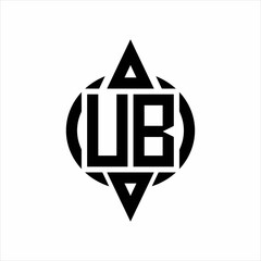 UB Logo with circle rounded combine triangle top and bottom side design template on white background