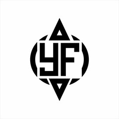 YF Logo with circle rounded combine triangle top and bottom side design template on white background