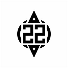 ZZ Logo with circle rounded combine triangle top and bottom side design template on white background