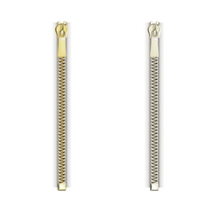 Closed zip. Realistic zipper fastener vector with runner. Metallic gold silver white elegant zip locker. Graphic illustration © v_ctoria