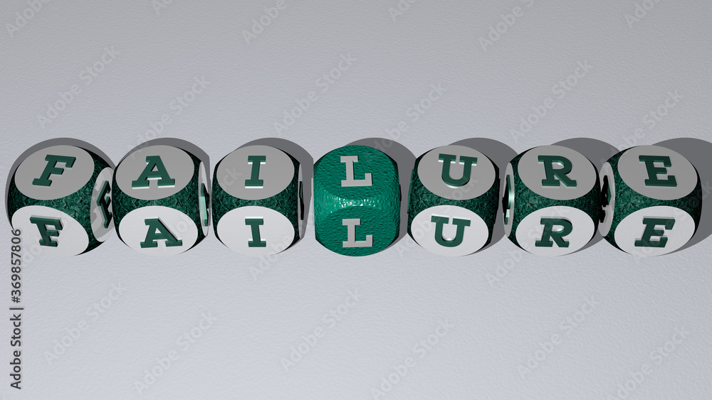 Poster combination of failure built by cubic letters from the top perspective, excellent for the concept pr