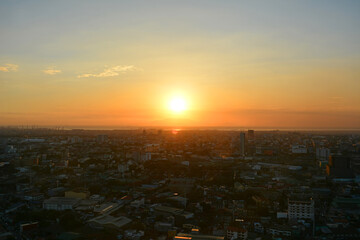 Fototapeta premium Quezon city overview during afternoon sunset in Quezon City, Philippines