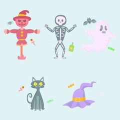 halloween elements hand drawn collection