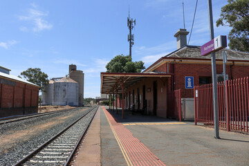 ROCHESTER, AUSTRALIA - February 29, 2020: The Rochester Railway Station (1864) is on the Deniliquin line