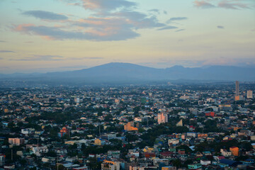 Quezon city overview during afternoon sunset in Quezon City, Philippines