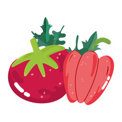 food ingredients menu fresh cartoon vegetables tomato and pepper