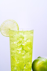 Glass with a fruit drink.