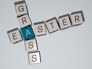 combination of easter grass built by cubic letters from the top perspective, excellent for the concept presentation. background and illustration