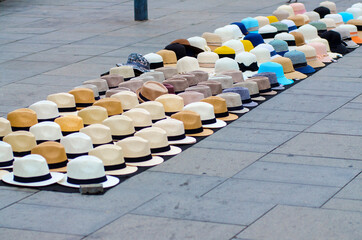 a lot of hats on street sale 