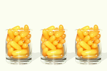 Pile of color pills on white background by Thailand 2020 year