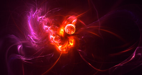 3D rendering abstract multicolor fractal light background