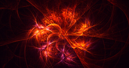 3D rendering abstract red fractal light background